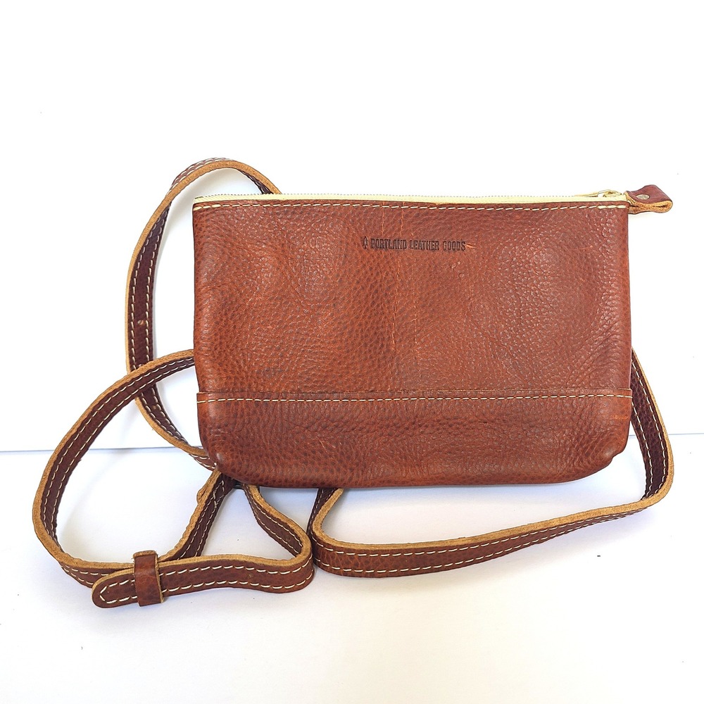 Portland Leather Goods Small Brown Leather Crossbody Purse Bag Minimalist